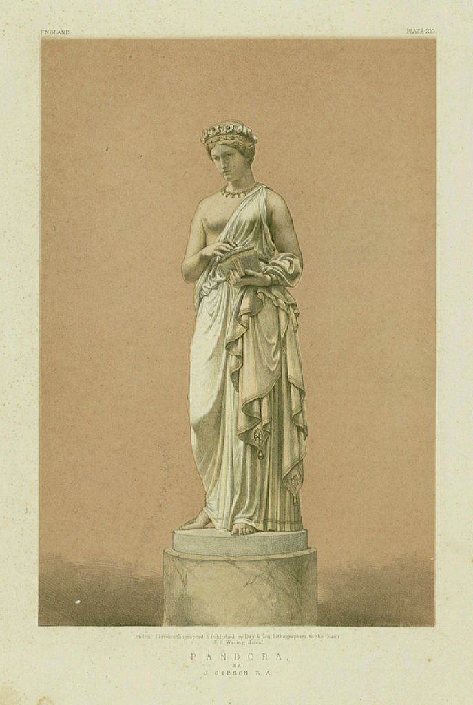 INTERNATIONAL EXHIBITION. Pandora - J Gibson R.A. 1862 old antique print